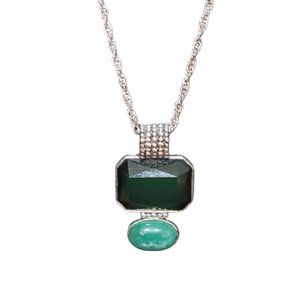 Lia Sophia Green Stones Aventurine Necklace with Silver Chain